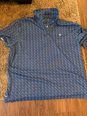 Ariat Men's Navy Blue Geometric Print Polo